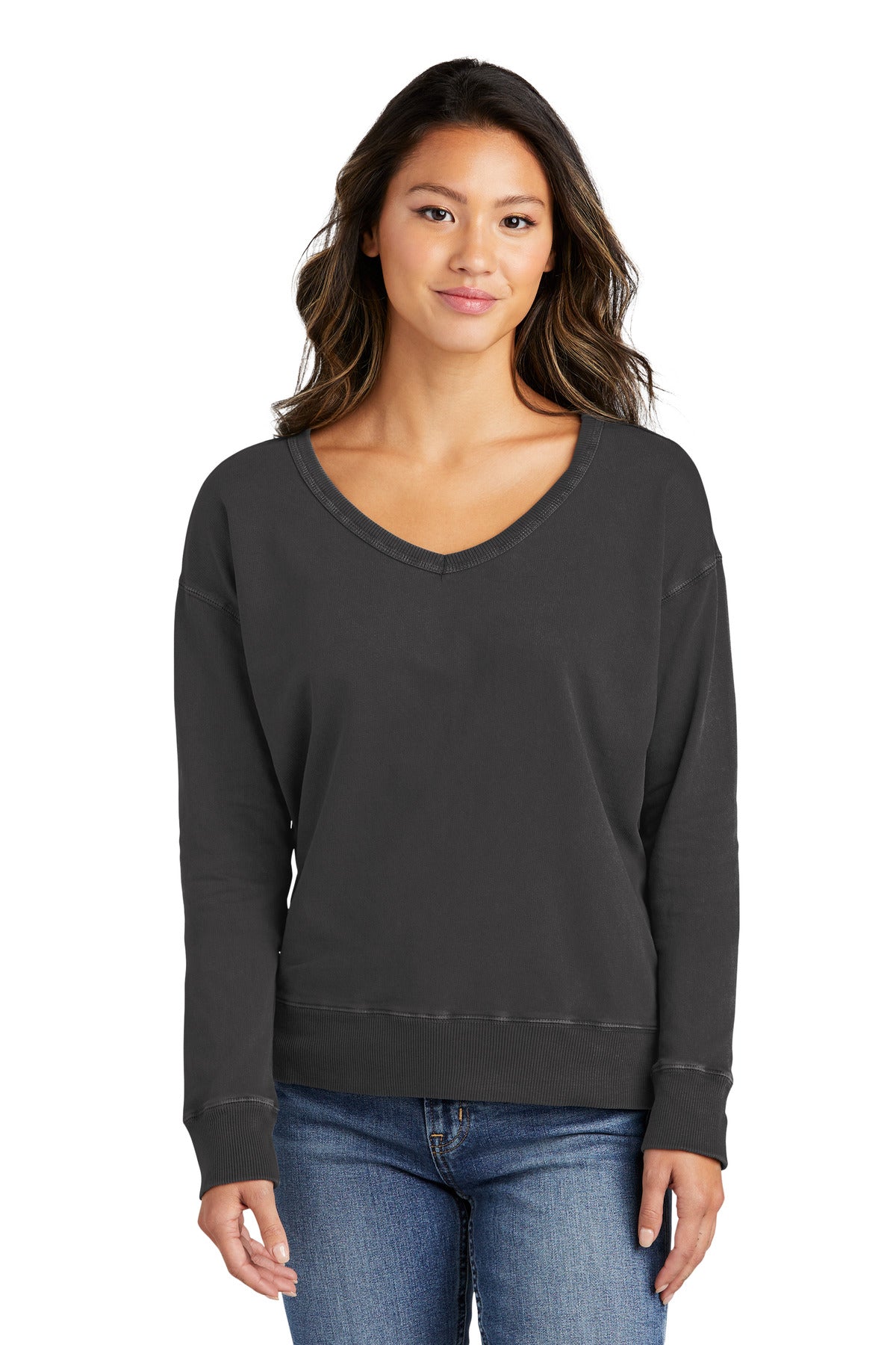 Port & Company ® Women's Beach Wash ® Garment-Dyed V-Neck Sweatshirt LPC098V