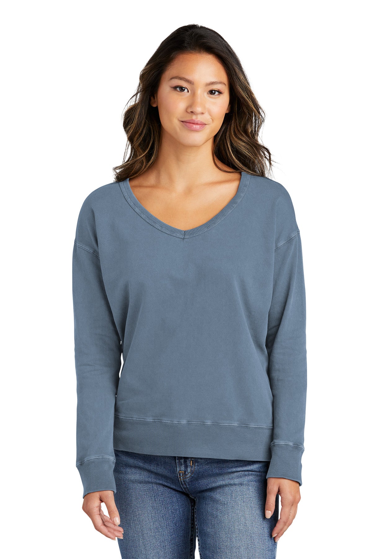 Port & Company ® Women's Beach Wash ® Garment-Dyed V-Neck Sweatshirt LPC098V