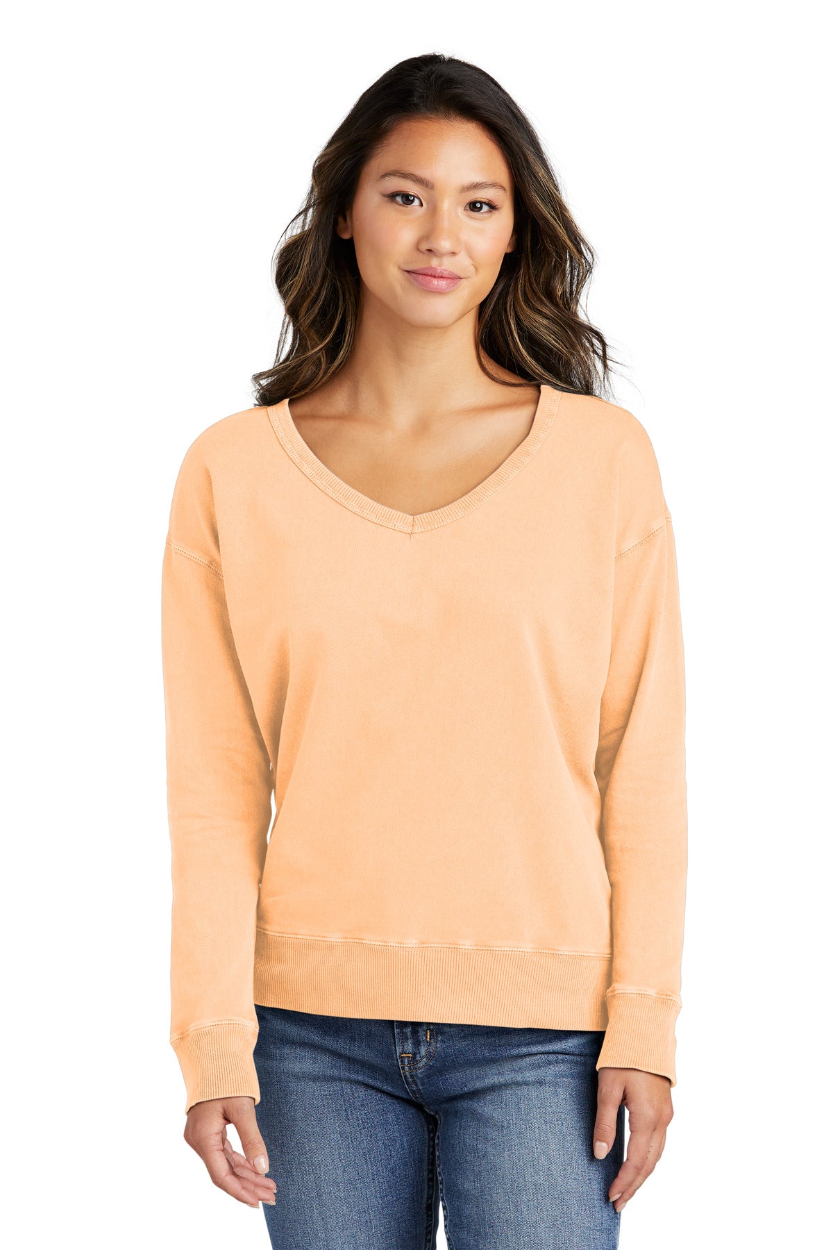 Port & Company ® Women's Beach Wash ® Garment-Dyed V-Neck Sweatshirt LPC098V