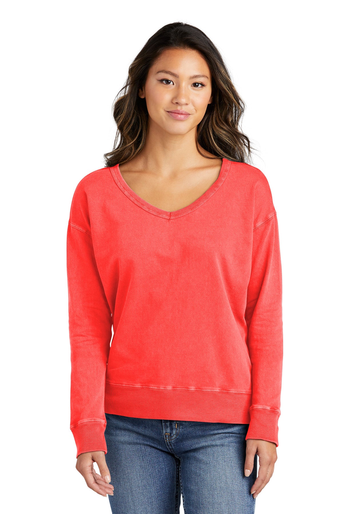 Port & Company ® Women's Beach Wash ® Garment-Dyed V-Neck Sweatshirt LPC098V