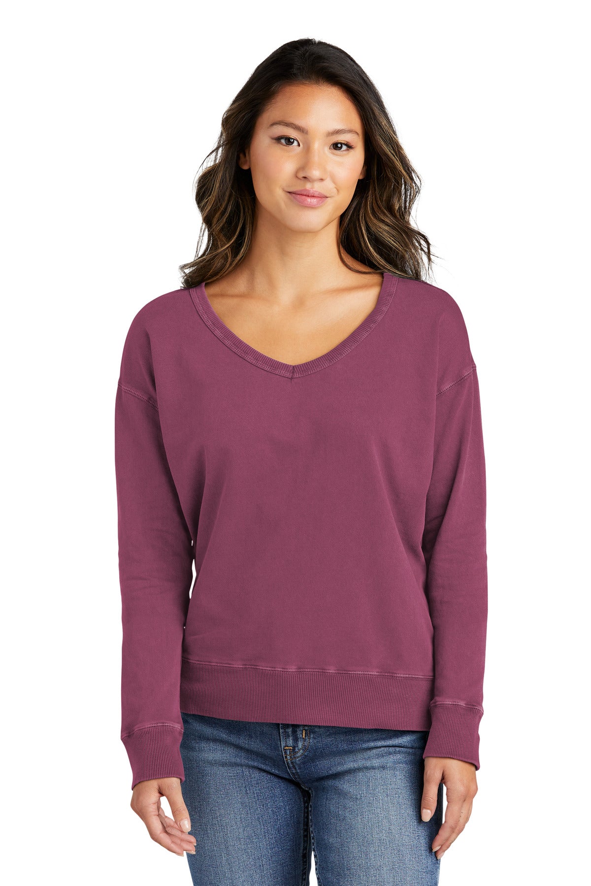 Port & Company ® Women's Beach Wash ® Garment-Dyed V-Neck Sweatshirt LPC098V