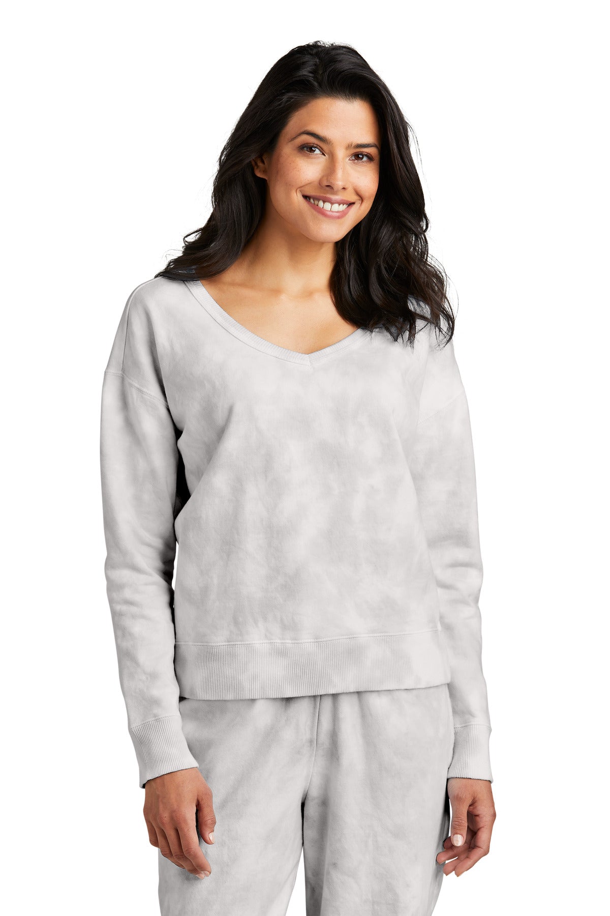 Port & Company ® Women's Beach Wash ® Cloud Tie-Dye V-Neck Sweatshirt LPC140V