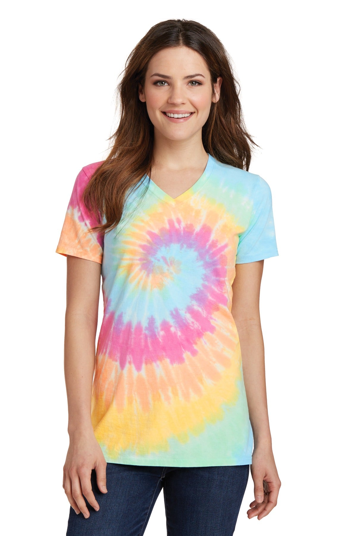 Port & Company ® Women's Tie-Dye V-Neck Tee. LPC147V