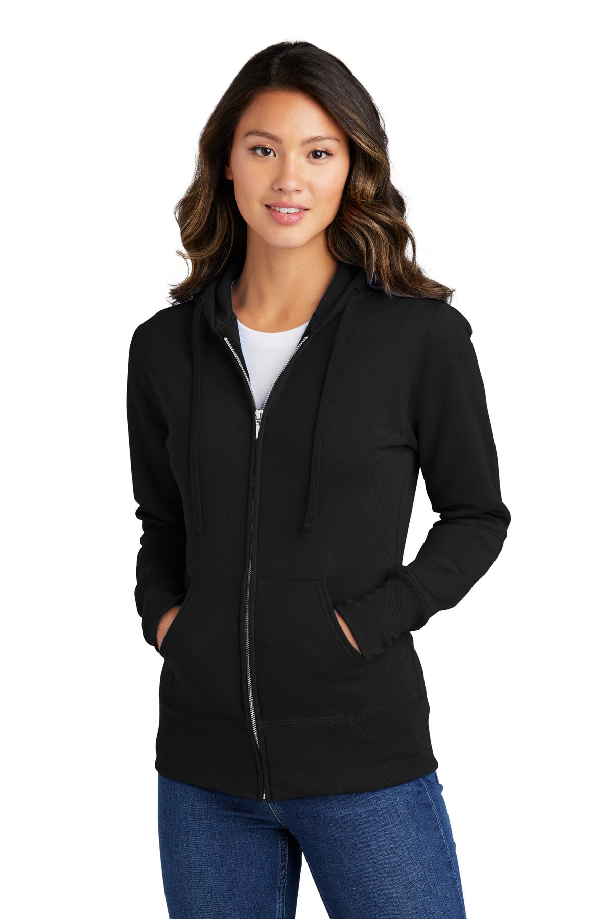 Port & Company ® Women's Core Fleece Full-Zip Hooded Sweatshirt. LPC78ZH