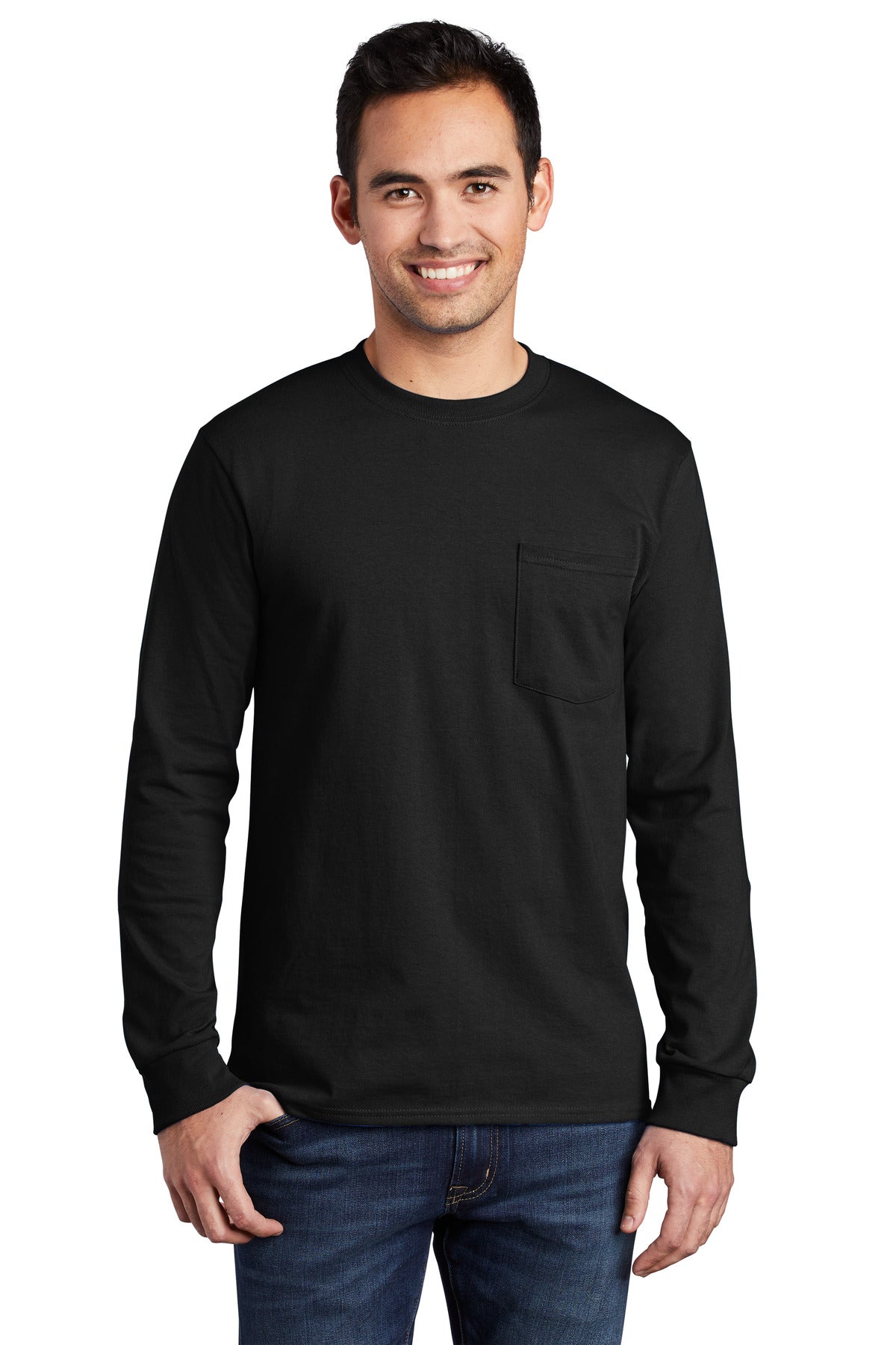 Port & Company ® Tall Long Sleeve Essential Pocket Tee. PC61LSPT