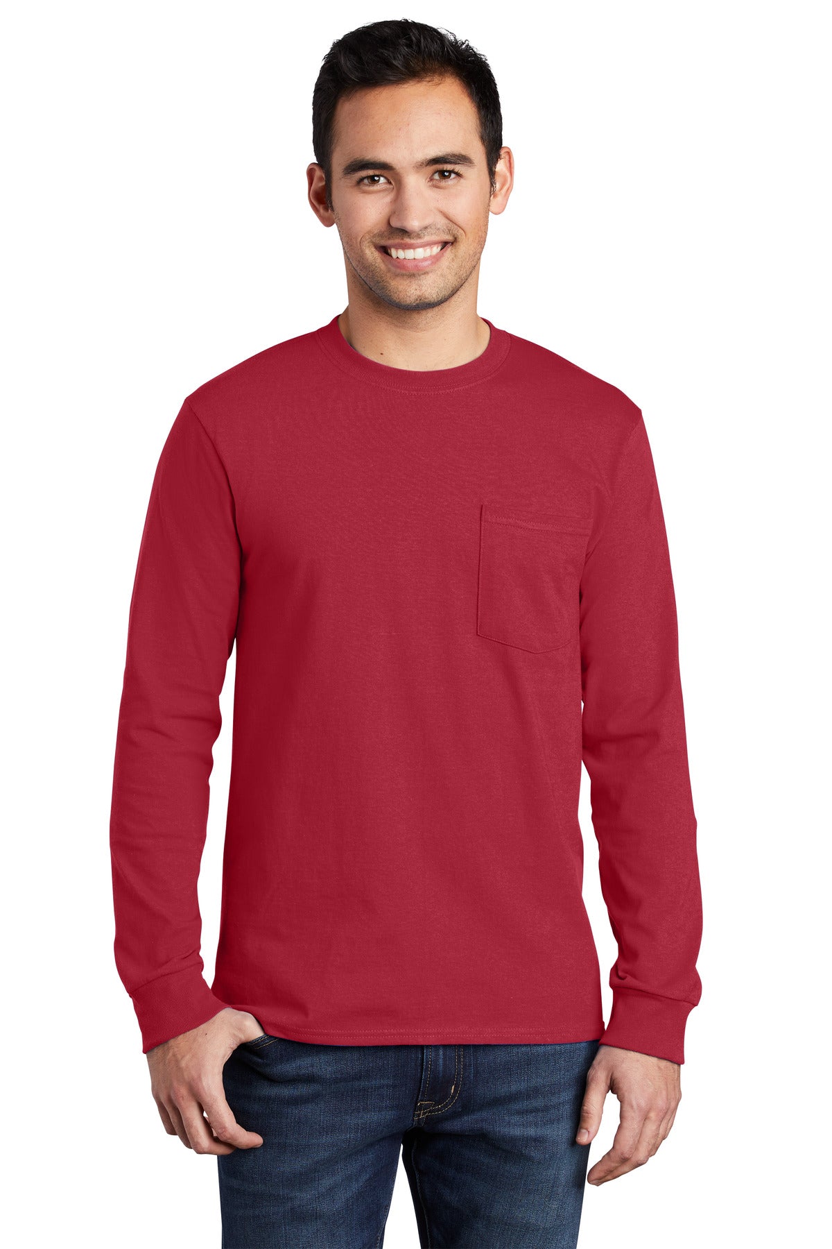 Port & Company ® Tall Long Sleeve Essential Pocket Tee. PC61LSPT