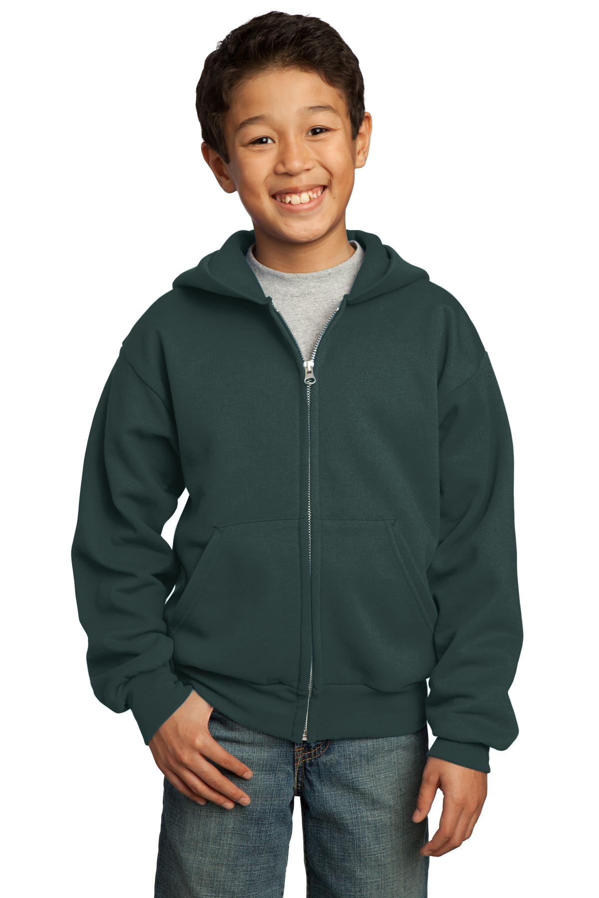 Port & Company ® - Youth Core Fleece Full-Zip Hooded Sweatshirt. PC90YZH
