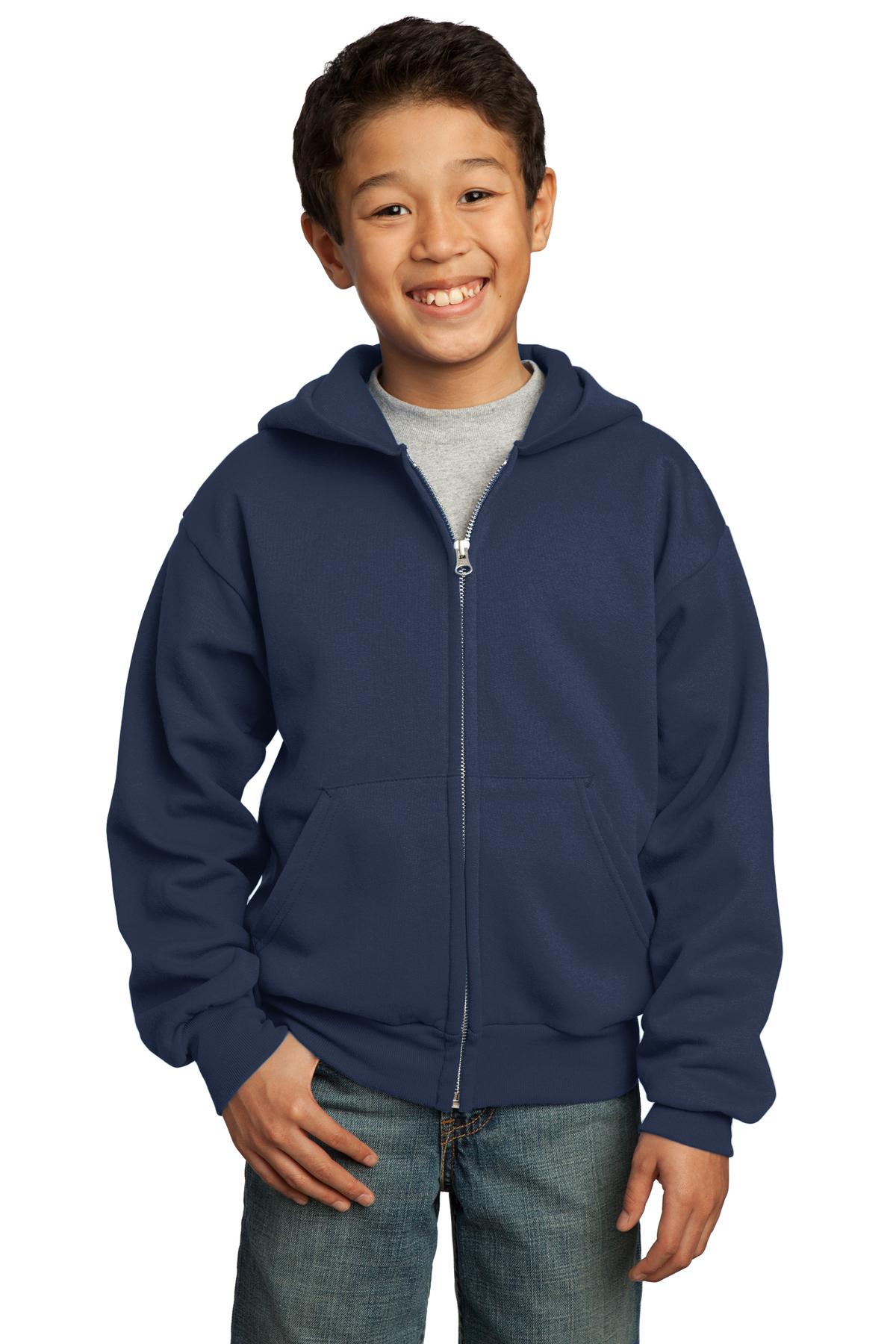 Port & Company ® - Youth Core Fleece Full-Zip Hooded Sweatshirt. PC90YZH