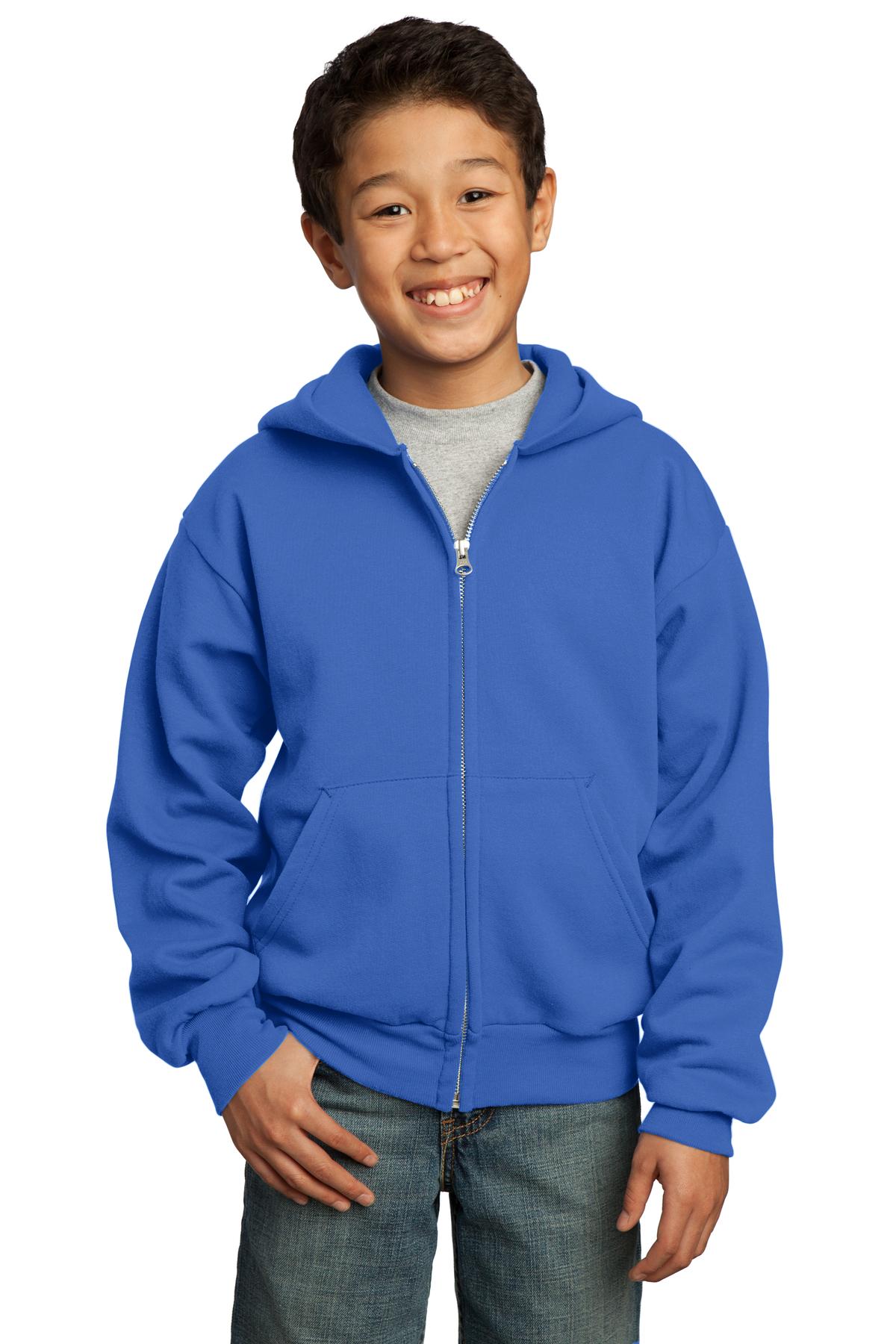 Port & Company ® - Youth Core Fleece Full-Zip Hooded Sweatshirt. PC90YZH