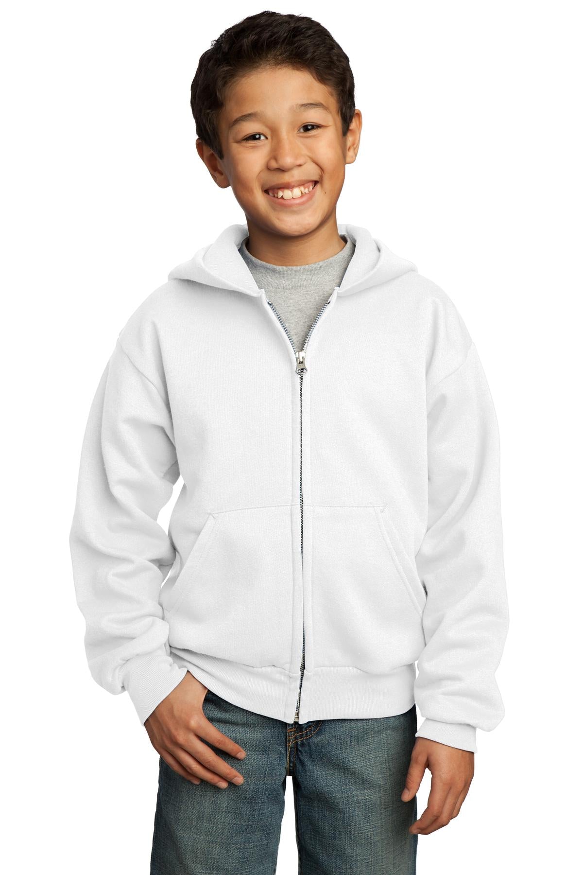 Port & Company ® - Youth Core Fleece Full-Zip Hooded Sweatshirt. PC90YZH