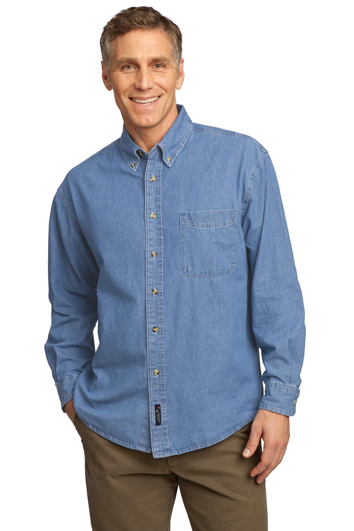 Port & Company ® - Long Sleeve Value Denim Shirt. SP10