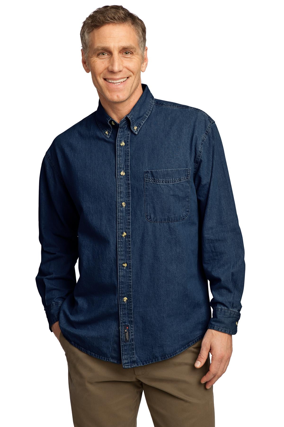 Port & Company ® - Long Sleeve Value Denim Shirt. SP10