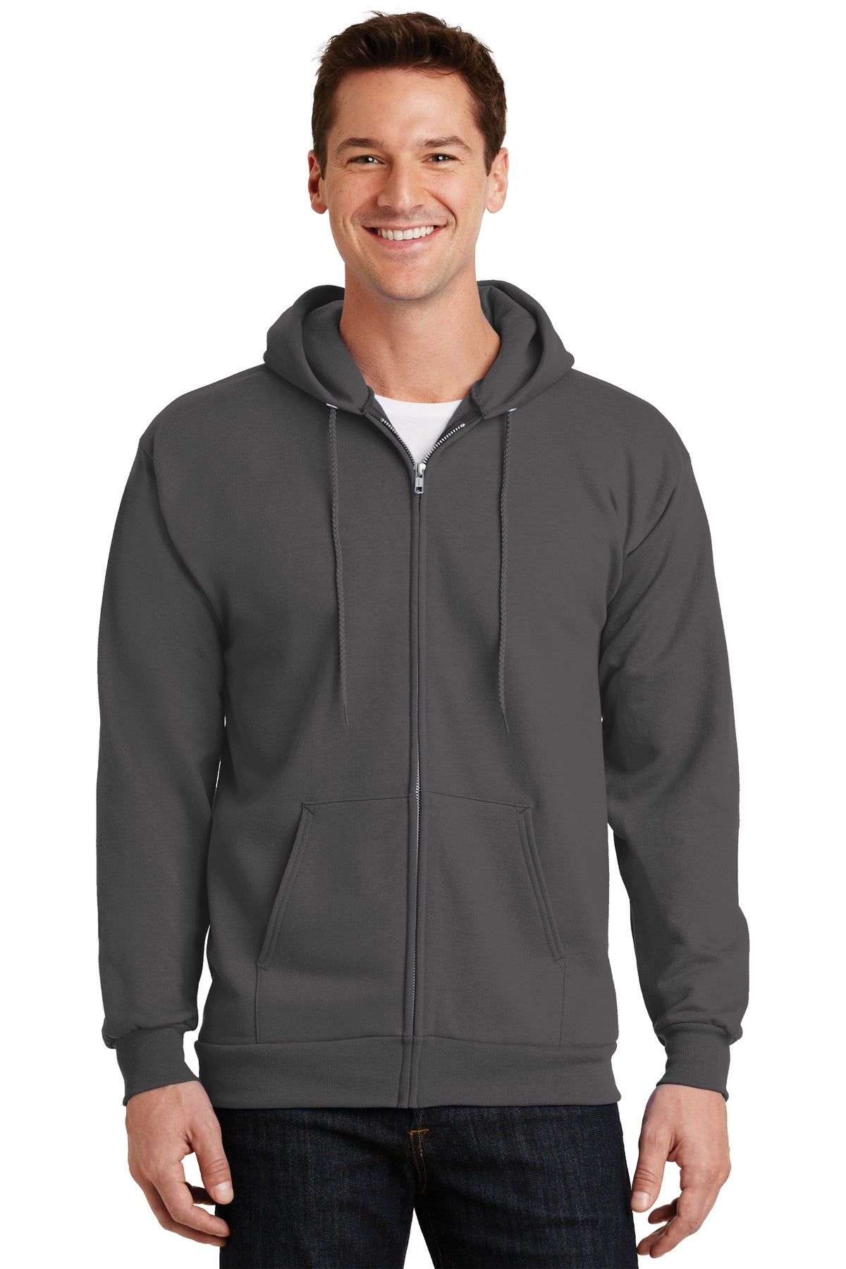 Port & Company ®  Essential Fleece Full-Zip Hooded Sweatshirt.  PC90ZH